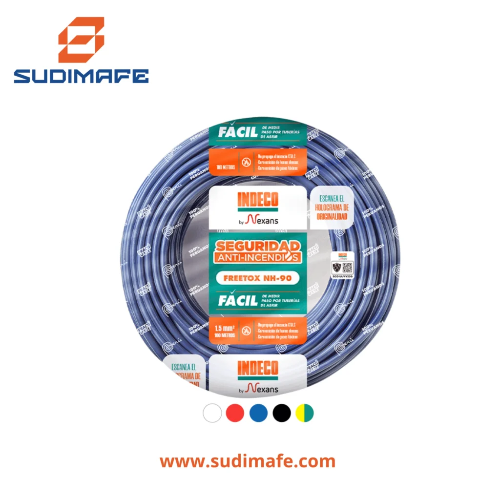 Cable NH-90 1.5mm2 indeco 450750v azul 100 metros