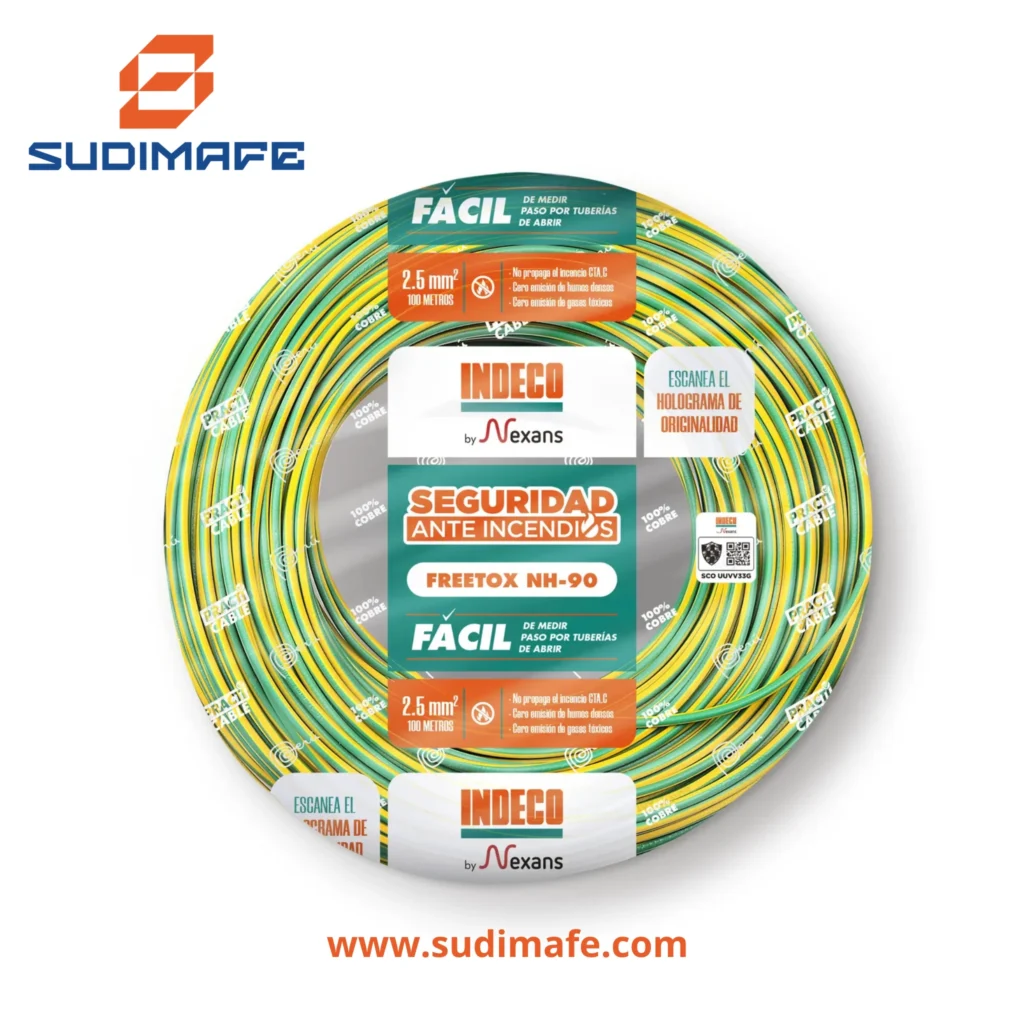 Cable NH-90 2.5mm2 indeco 450750v verdeamarillo 100 metros
