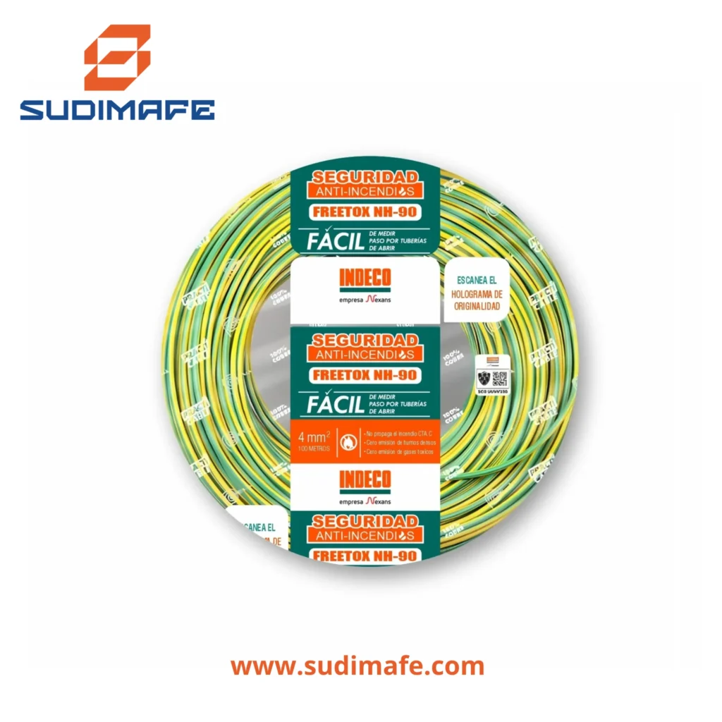 Cable NH-90 4mm2 indeco 450750v verdeamarillo 100 metros