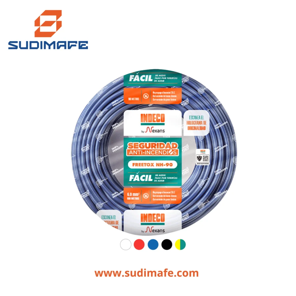 Cable NH-90 6mm2 indeco 450750v azul 100 metros