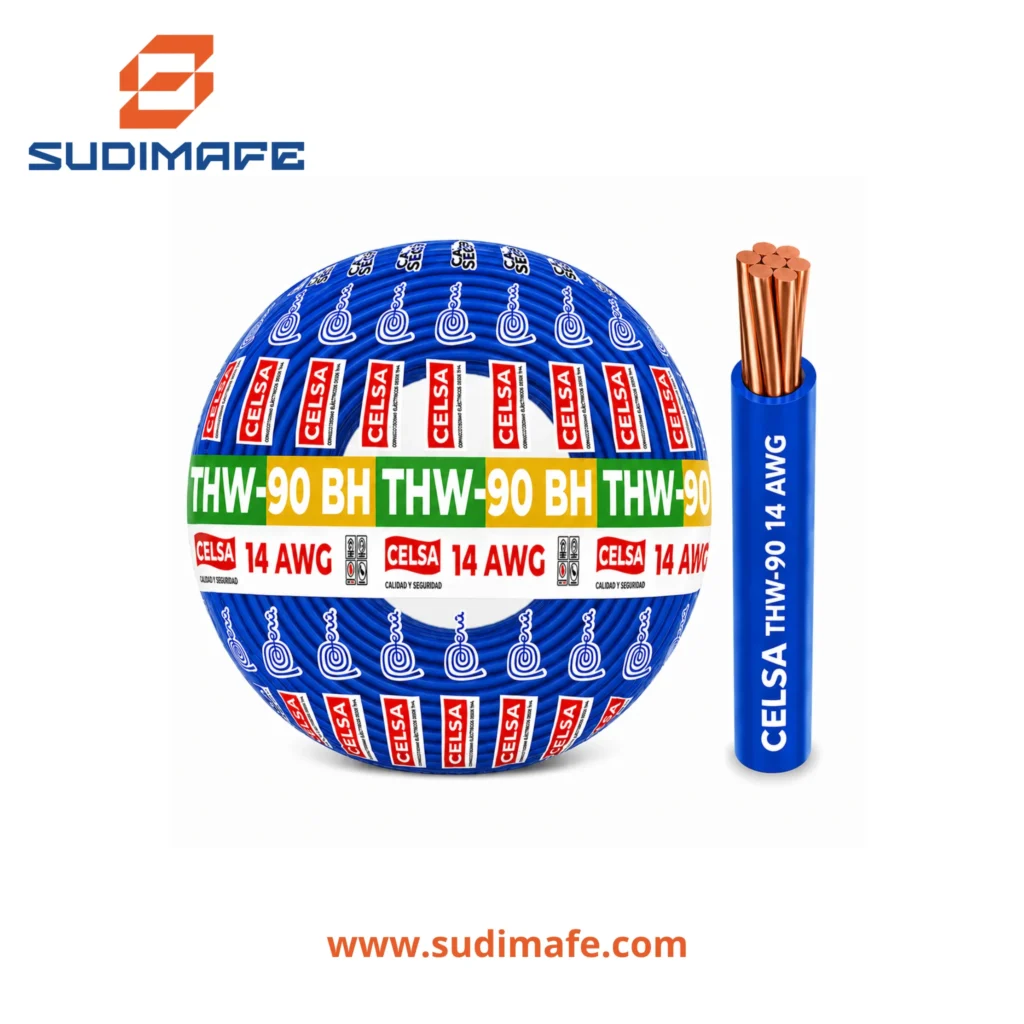Cable THW-90 BH azul de 14 AWG CELSA – 100 metros