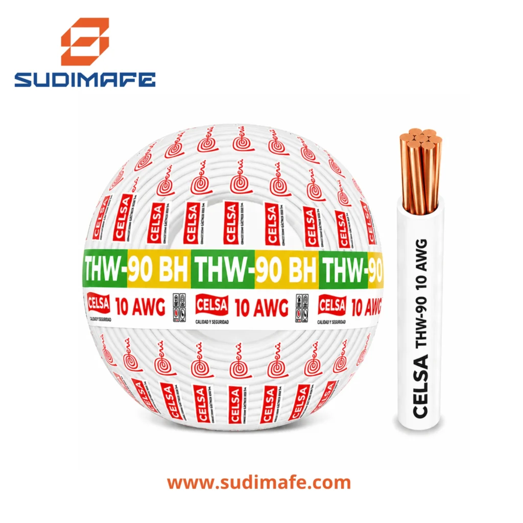 Cable THW-90 BH blanco de 10 AWG CELSA – 100 metros