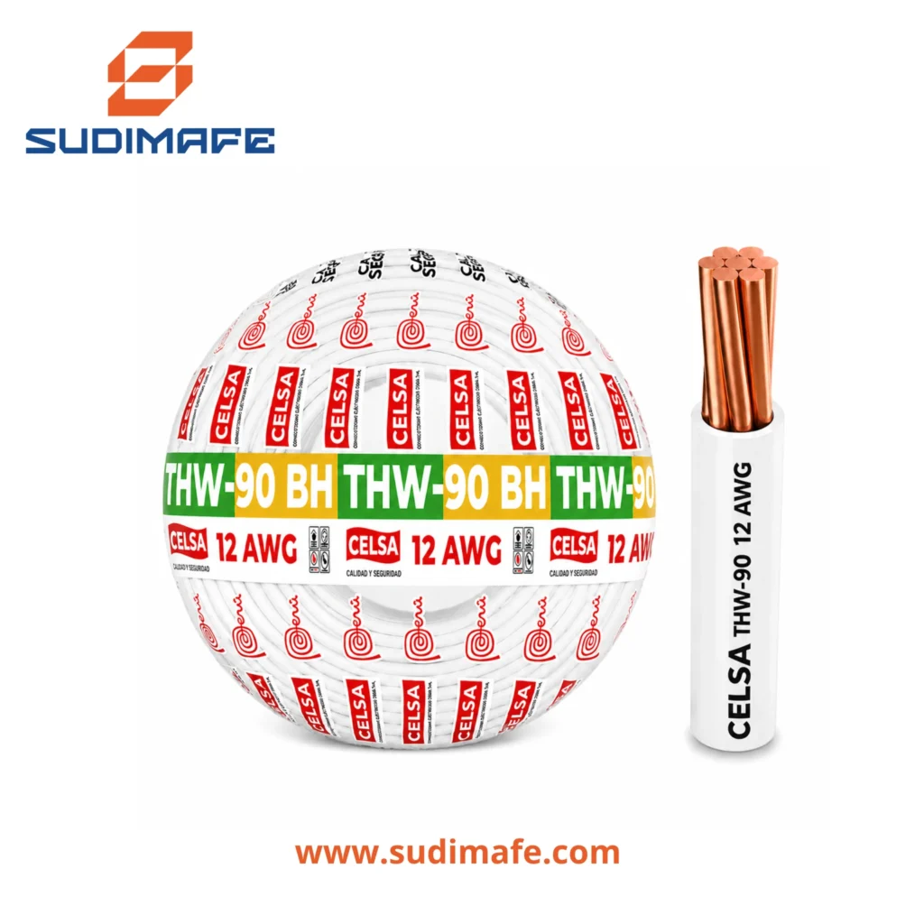 Cable THW-90 BH blanco de 12 AWG CELSA – 100 metro