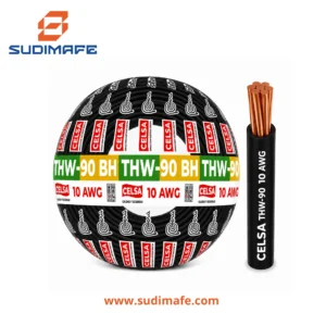 Cable THW-90 BH negro de 10 AWG CELSA – 100 metros