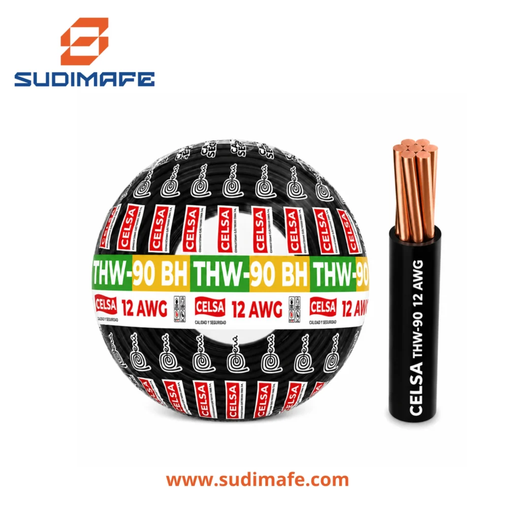 Cable THW-90 BH negro de 12 AWG CELSA – 100 metros