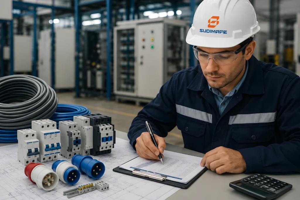 Presupuesto de materiales eléctricos industriales para proyecto eléctrico con productos y equipos industriales SUDIMAFE