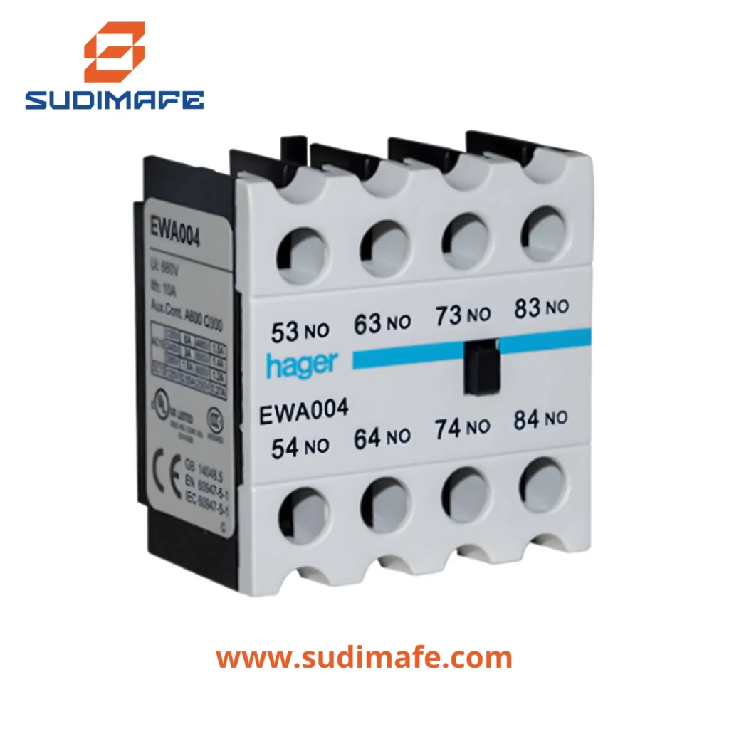 Contacto auxiliar frontal 4NC Hager para contactor de 7A a 70A