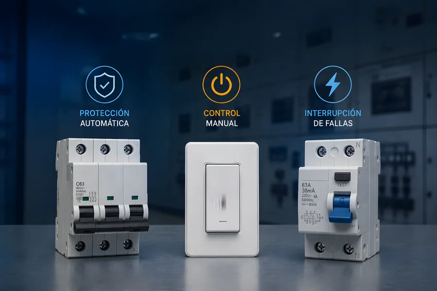 Diferencias entre breaker, interruptor y disyuntor para instalaciones eléctricas industriales