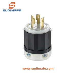 Enchufe 2X20A 250V L6 con seguro Leviton para conexión industrial