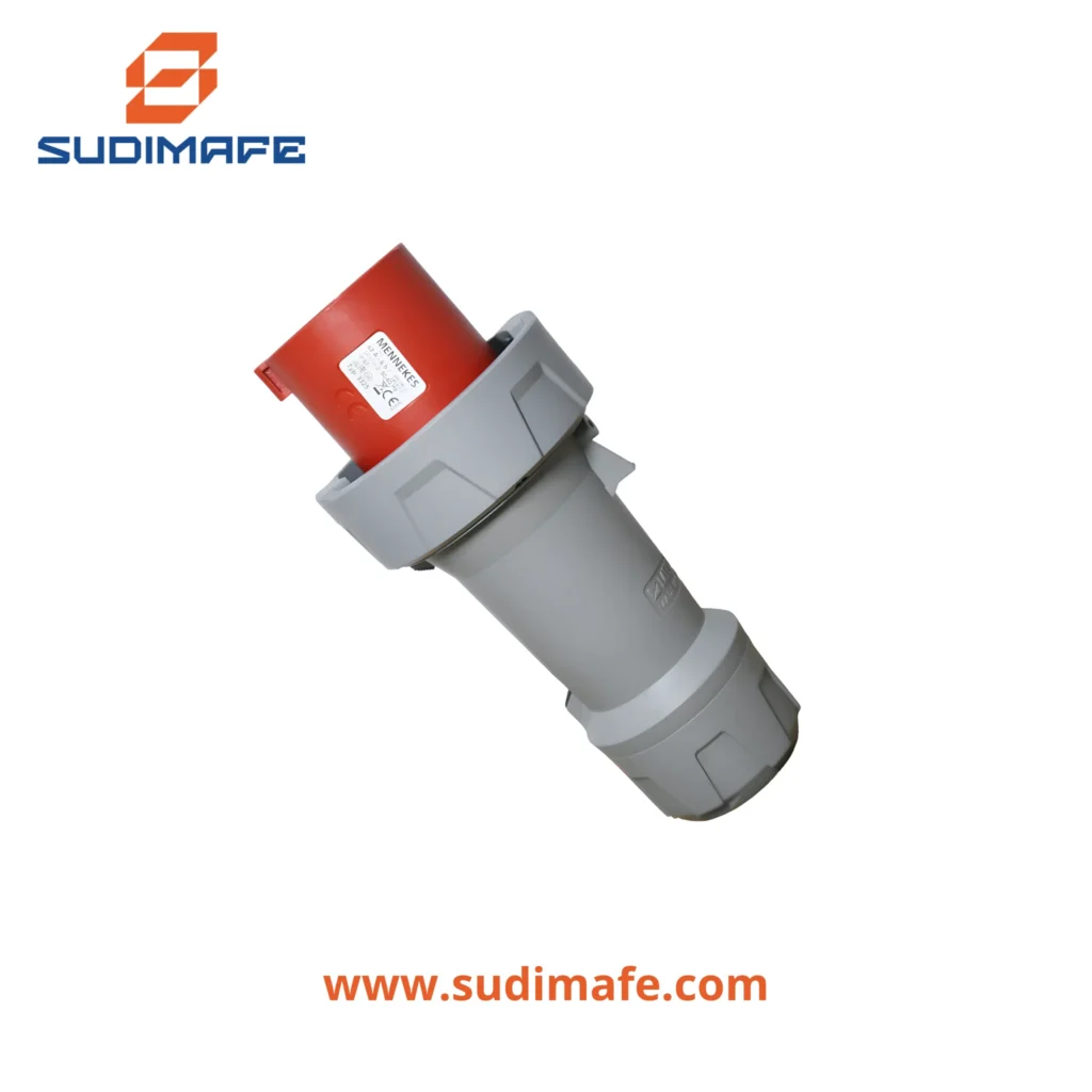 Enchufe industrial 63A Mennekes 3P+N+T 415V rojo 6H IP67 PowerTOP Plus