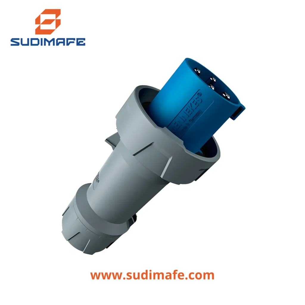 Enchufe industrial Mennekes 63A 3P+T 250V azul 9H IP67 PowerTop Plus