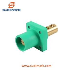 Enchufe empotrable Cam Type Male 400A 600V verde Leviton con conexión Cam Lock y 2 pernos.