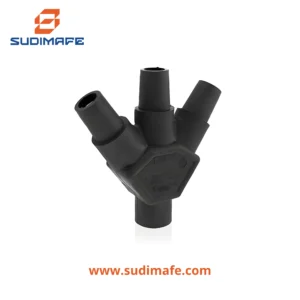 Enchufe múltiple Cam Lock Leviton 400A 600V negro con 1 conector macho y 3 conectores hembra