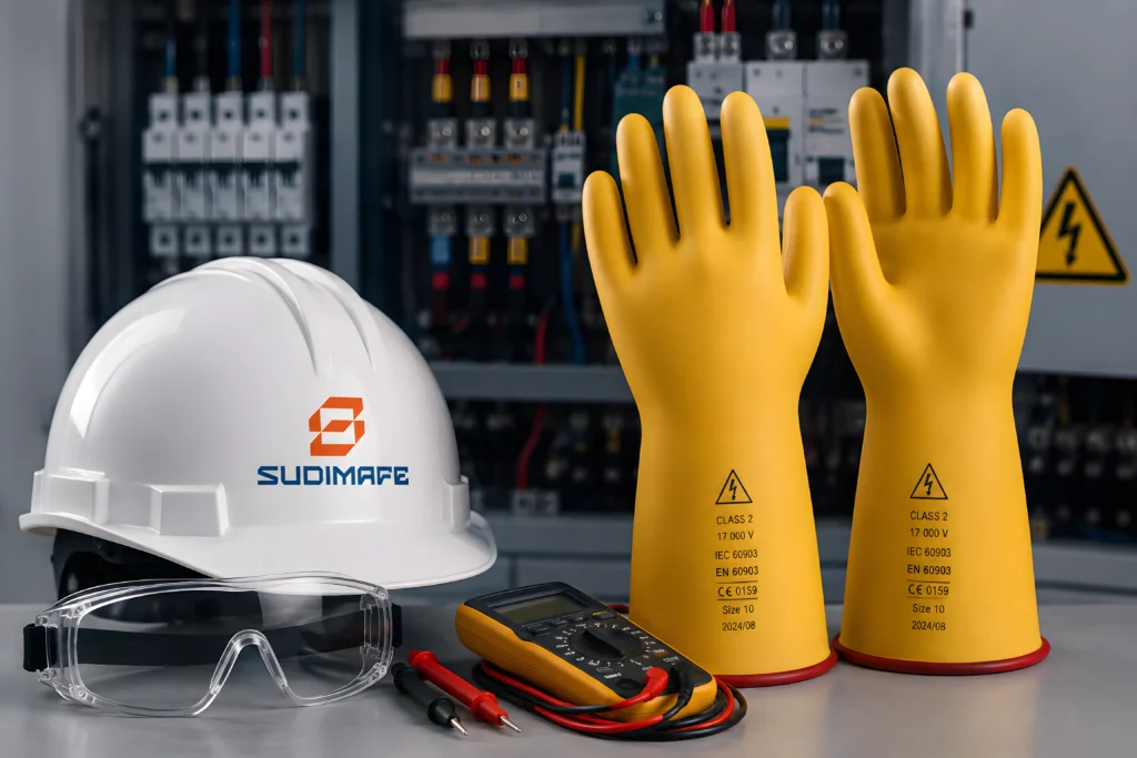 Guantes dieléctricos según voltaje para protección y seguridad eléctrica industrial
