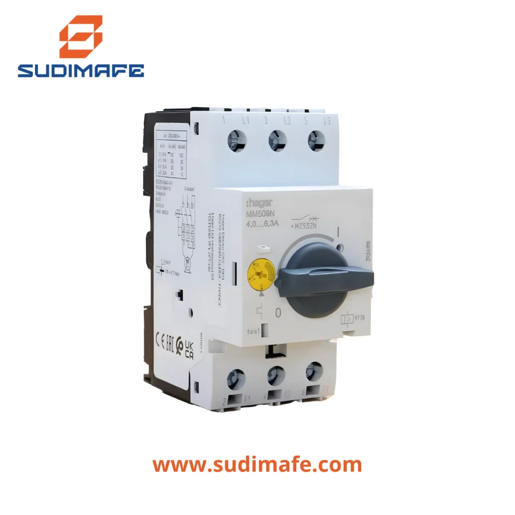 Guardamotor magnetotérmico Hager de 4 a 6.3 A