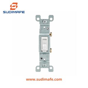 nterruptor Unipolar Simple de Palanca Leviton 15A 120V Blanco para control de iluminación en instalaciones eléctricas residenciales y comerciales.