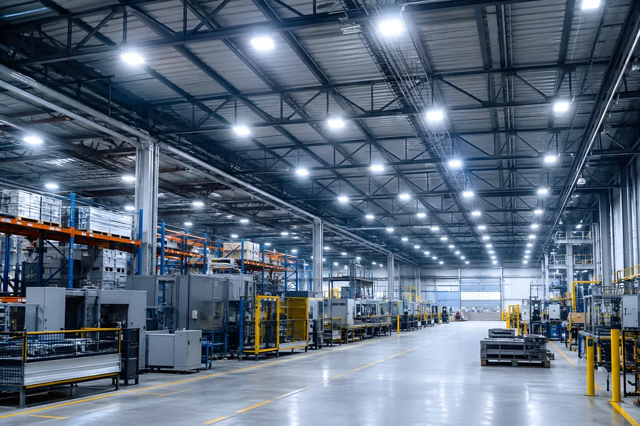 Iluminación LED industrial para reducir costos energéticos en una planta industrial