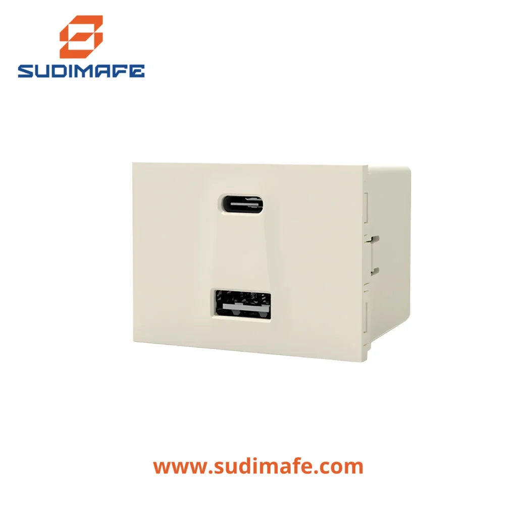 Tomacorriente módulo USB A+C Cambre 100-240VAC 5V 5A blanco