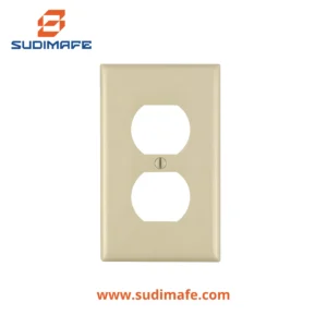 Placa doble de nylon para tomacorriente color marfil Leviton