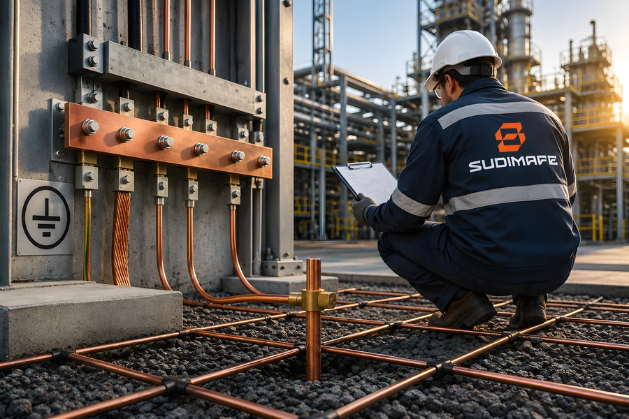 Sistemas de puesta a tierra industrial con malla de cobre y técnico especializado