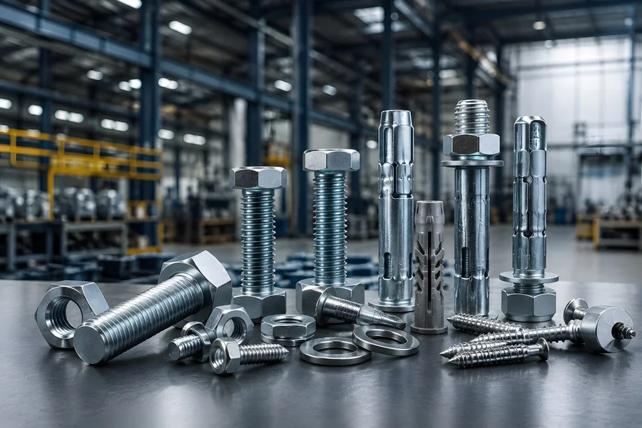 Sujetadores y fijaciones industriales con tornillos, pernos, tuercas y anclajes para aplicaciones industriales