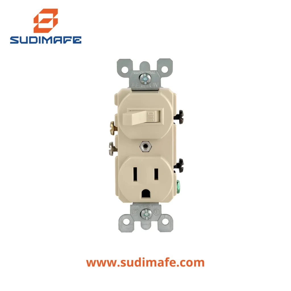 Toma doble empotrable con interruptor de palanca Leviton 2x15A 120/125V color marfil
