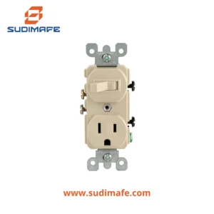 Toma doble empotrable con interruptor de palanca Leviton 2x15A 120/125V color marfil