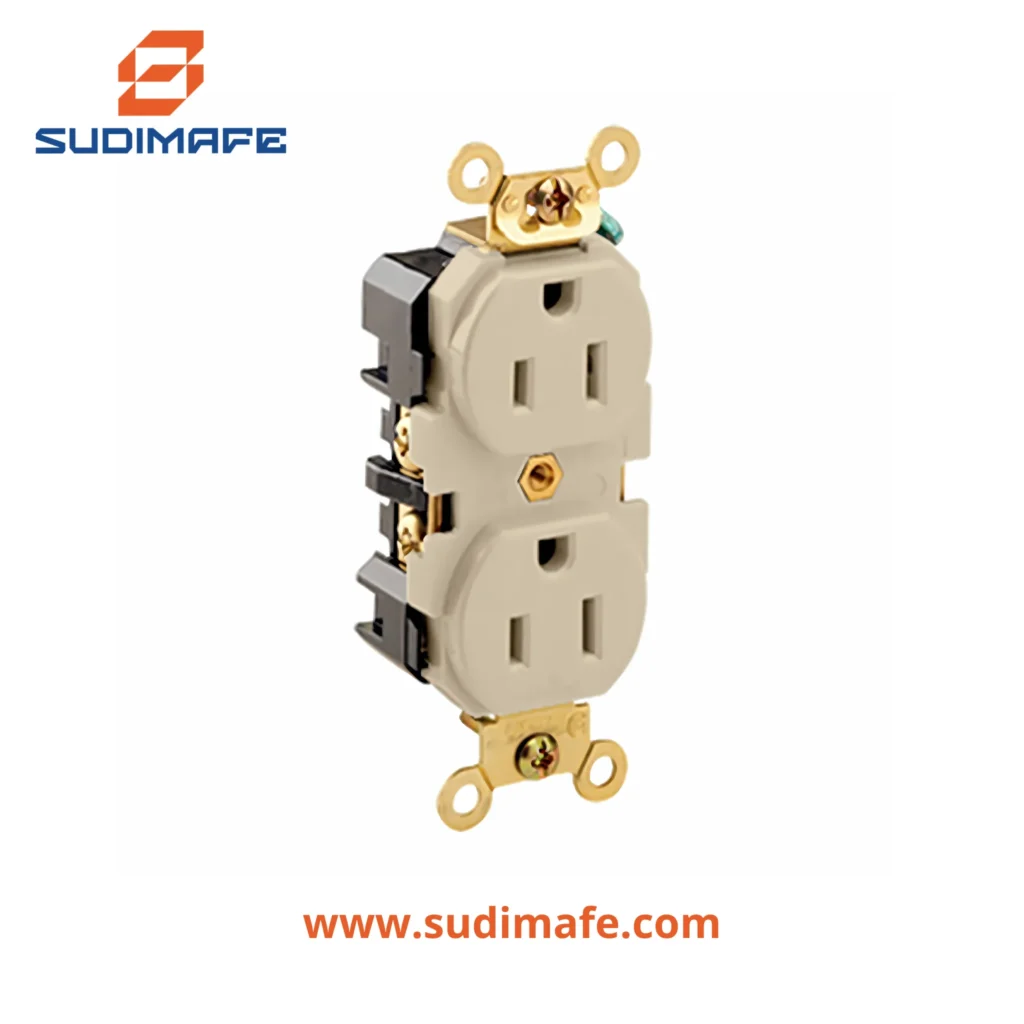 Toma Doble Empotrable Grado Industrial Leviton 2x15A 125V Marfil