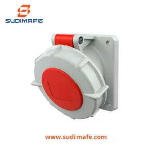 Toma empotrable Mennekes 32A 3P+N+T 415V roja 6H IP67 con cuello inclinado 20 grados