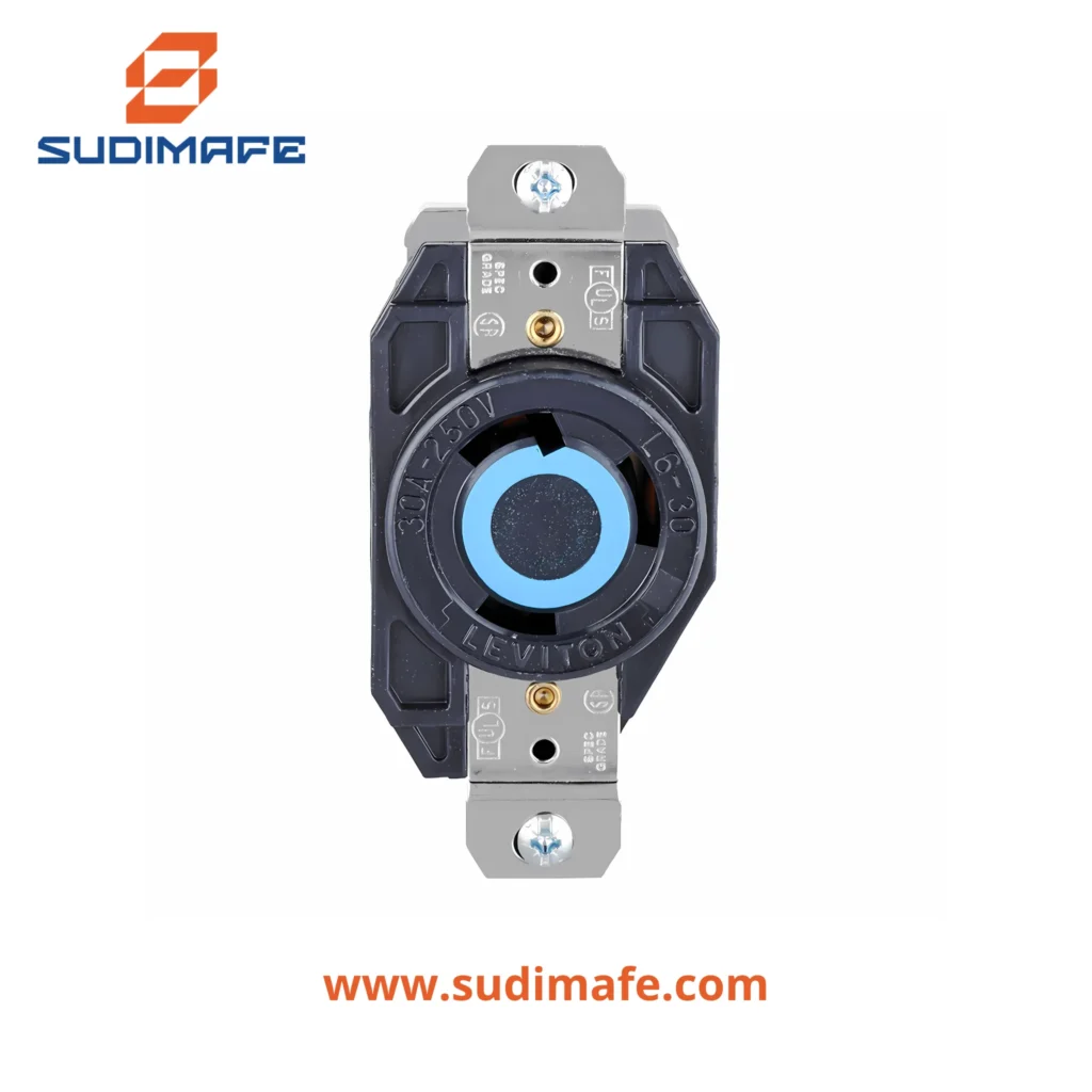 Toma Empotrable Leviton 2x30A 250V L6 con Seguro Industrial