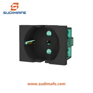 Toma Schuko L/T 10/16A 250V gris con protección 2 módulos Cambre