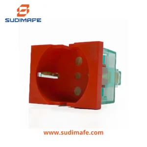 Toma Schuko 10/16A 250V roja Cambre de 2 módulos
