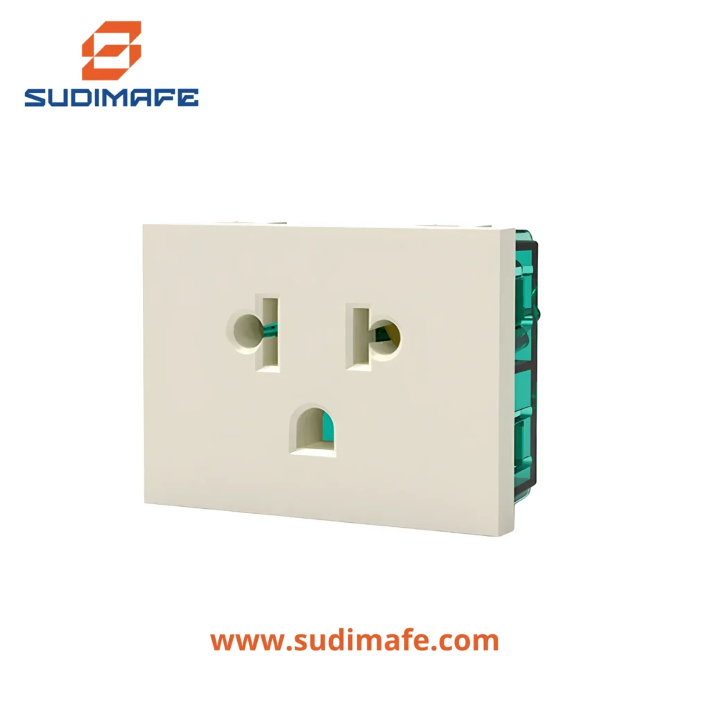 Toma universal L/T 10A 15A 250V euroamericano blanco Cambre 2 módulos