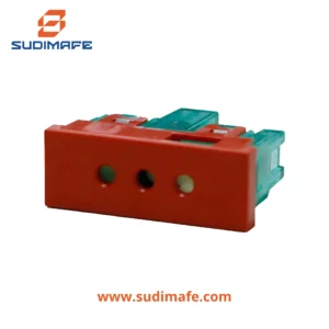 Toma 3 en línea bipolar 10A 250V rojo Cambre de 1 módulo