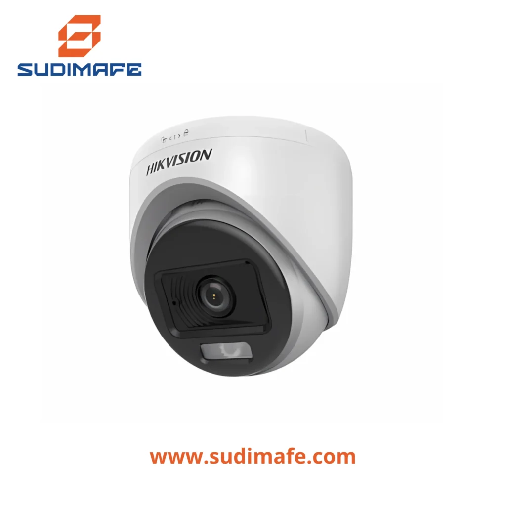 cámara domo hikvision 5mp tipo turret ColorVu con audio y lente de 2.8 mm