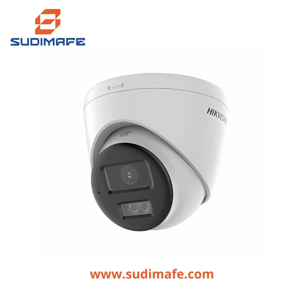 cámara domo hikvision 40m tipo turret 3K con audio de dos vías y lente de 2.8 mm